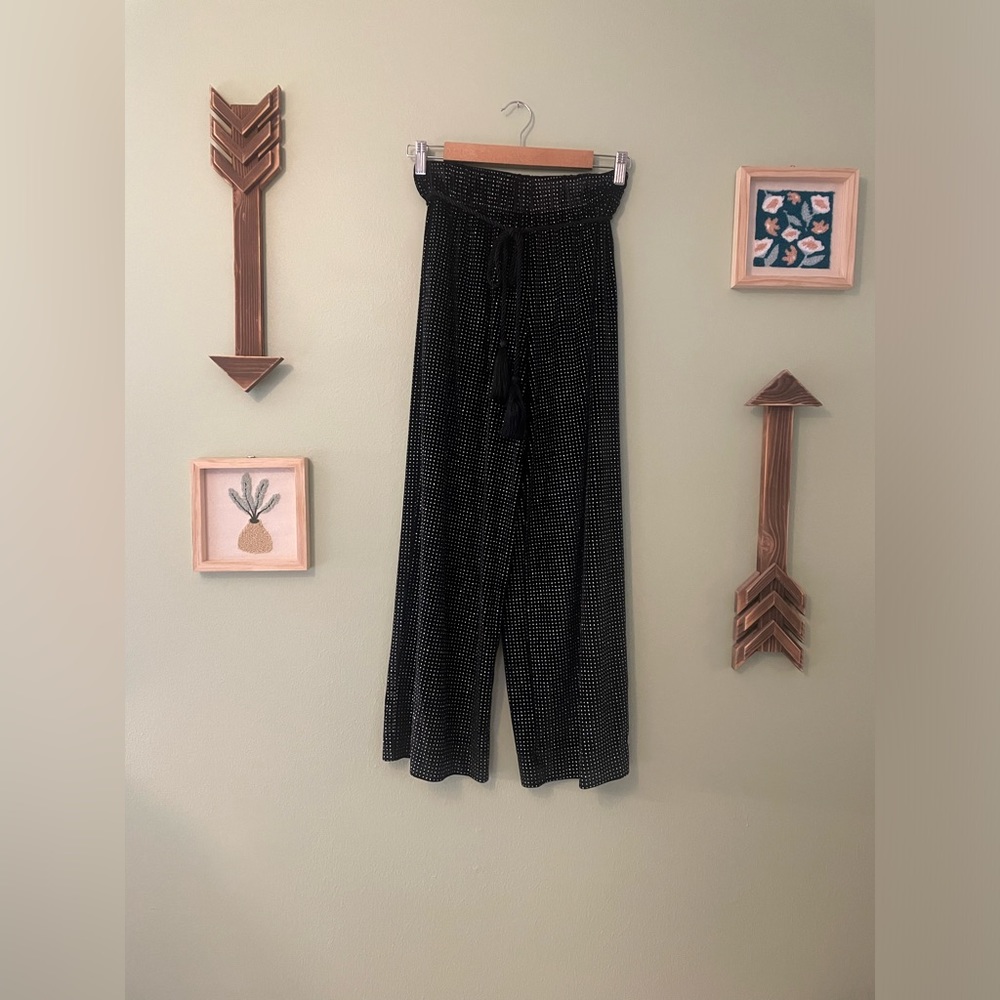 Black wide leg sparkle pant
